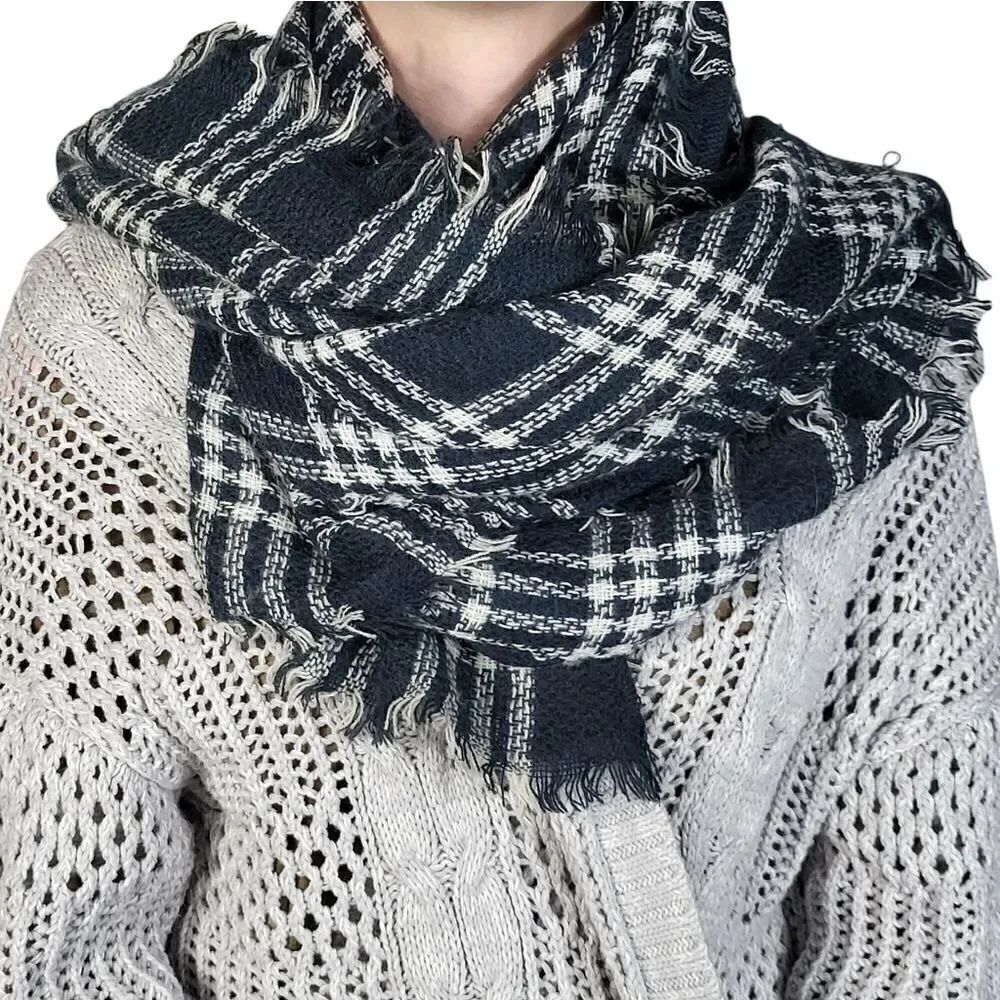 Plaid Long Shawl Wraps Large Scarves  - Picture 5 of 5